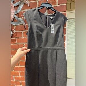 Ann Taylor Gray Dress V-Neck Cap Sleeve